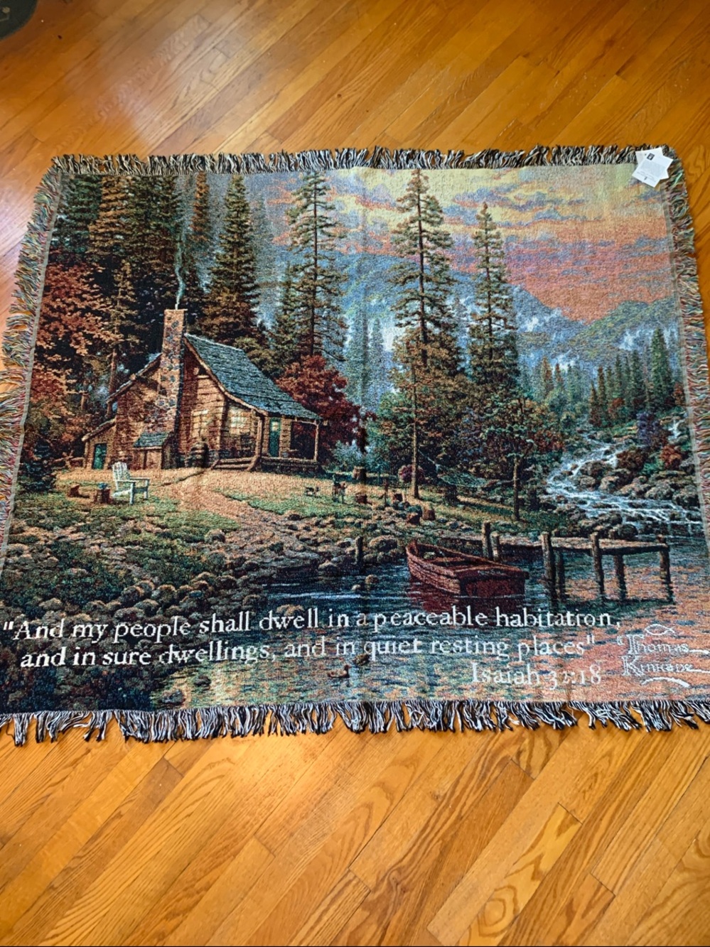 NWT Thomas Kinkade 60x50 Tapestry Throw A Peaceful Retreat 2002
